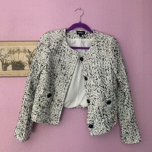 Express Black & White Tweed Blazer